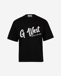 G West Mens Oversized Cursive Logo Black Tee