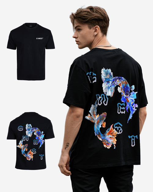 G West Mens Oversized Fish Lifestyle T Shirt