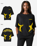 G West Womens Oversized Louisiana Arch Logo Black Tee