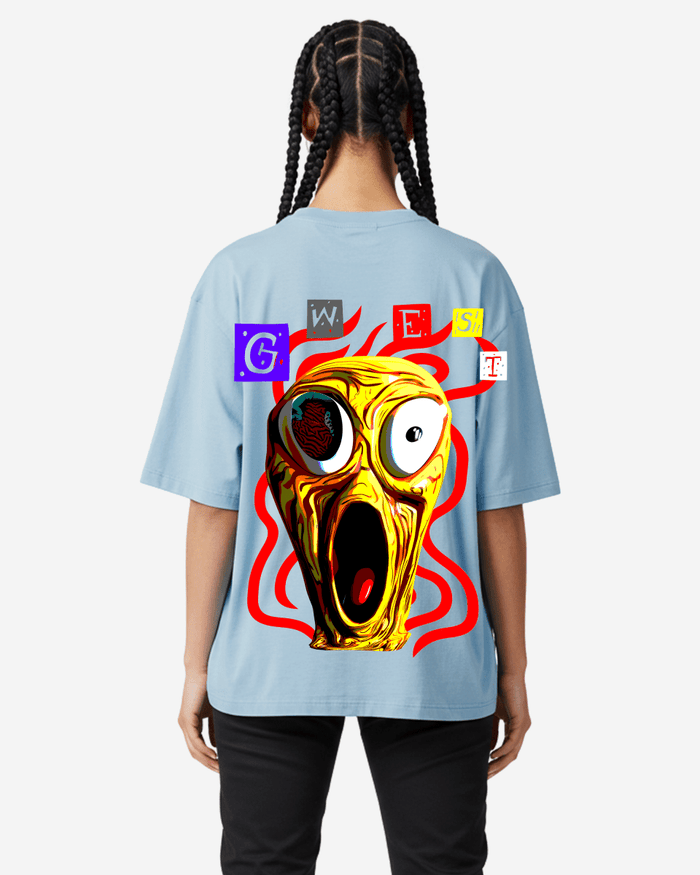 G West Womens Oversized Premium T Shirt Scary Face