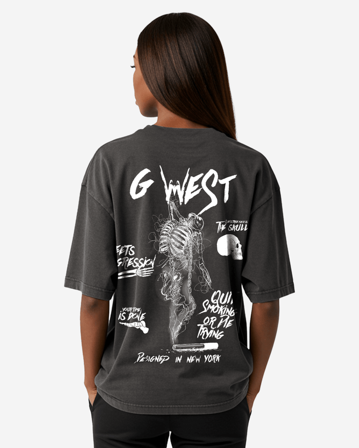 G West Oversized Smoke Skeleton Tee - Women