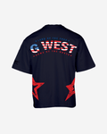 G West Mens Oversized Usa Flag Arch Logo Tee