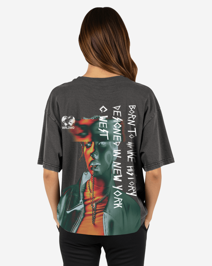 G West Womens Oversized World Wide Chain Tee
