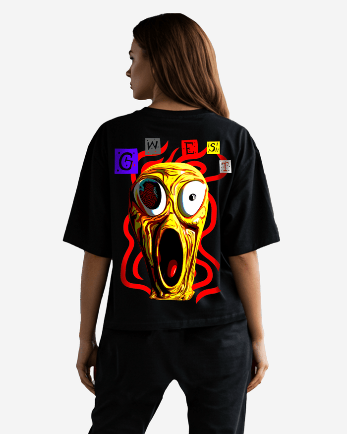 G West Womens Oversized Yellow Face Lifestyle Tee