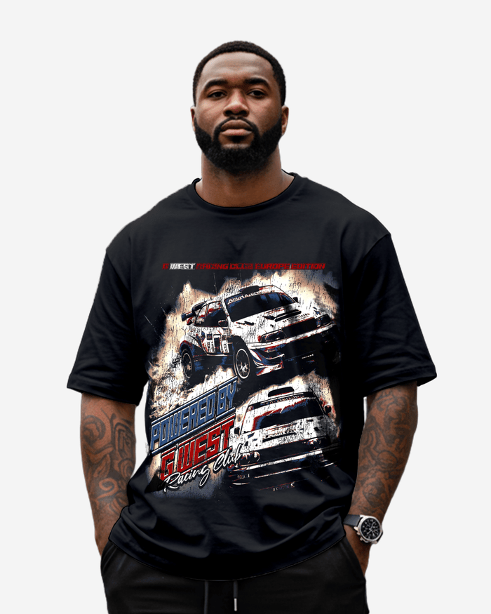 G West Racing Club Double Hit Black T-Shirt Big and Tall Mens