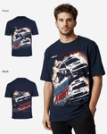 G West Mens Racing Club Double Hit Premium Oversized Tee Front And Back Print