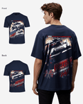 G West Mens Racing Club Double Hit Premium Oversized Tee Front And Back Print