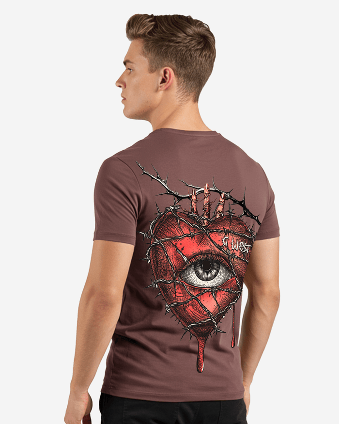 G West Mens Regular Fit Wire Heart T Shirt