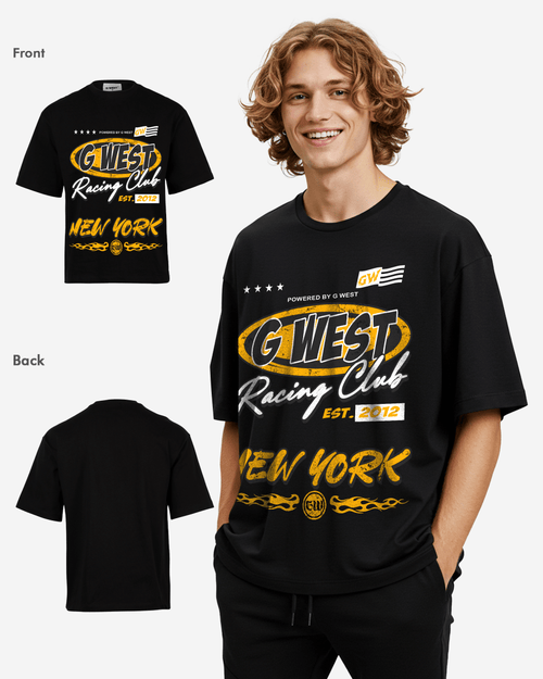 G West Rhinestone Racing Club Oversized Tee
