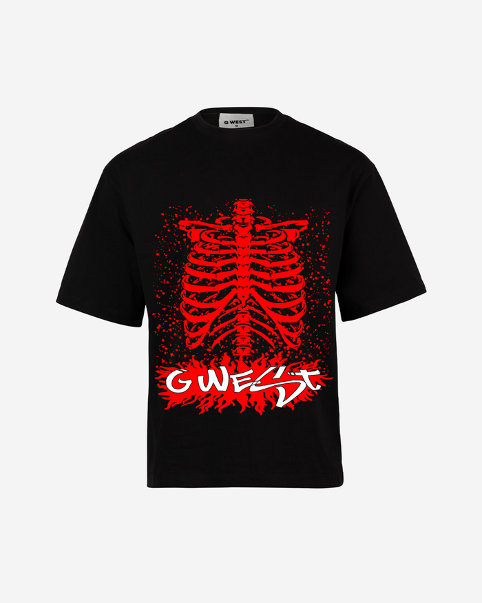 G West Rhinestone Skeleton Body Oversized T-Shirt Mens