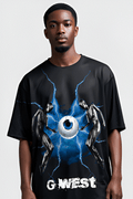 G WEST RHINSTONE EYE OF THE POWER 3/4 SLEEVES MESH SHORT SET