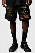 G WEST RHINSTONE RISE FROM THE SHADOW 3/4 SLEEVES MESH SHORT SET
