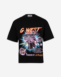 G West Mens Supernatural Acid Wash Premium Oversized Tee Front And Back Print
