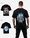 G West Mens Supernatural Acid Wash Premium Oversized Tee Front And Back Print