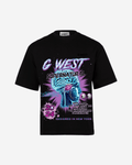 G West Mens Supernatural Acid Wash Premium Oversized Tee Front And Back Print