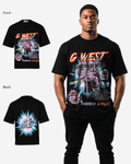 G West Mens Supernatural Acid Wash Premium Oversized Tee Front And Back Print