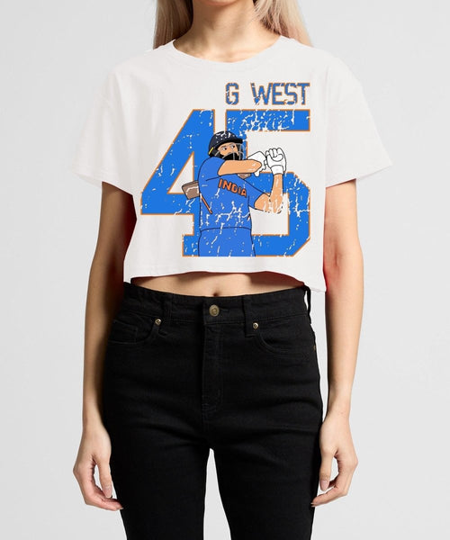 G West Women Cricket India King-45 Crop T-Shirt
