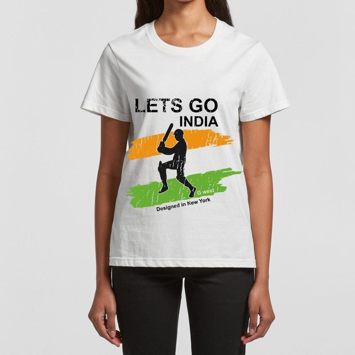 G West Women Cricket Lets Go India T-Shirt