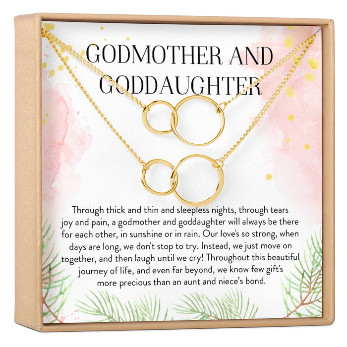 Godmother-Goddaughter Double Circles Necklace Set