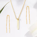 Godmother Gold Bar Earring Threader and Necklace Jewelry Set