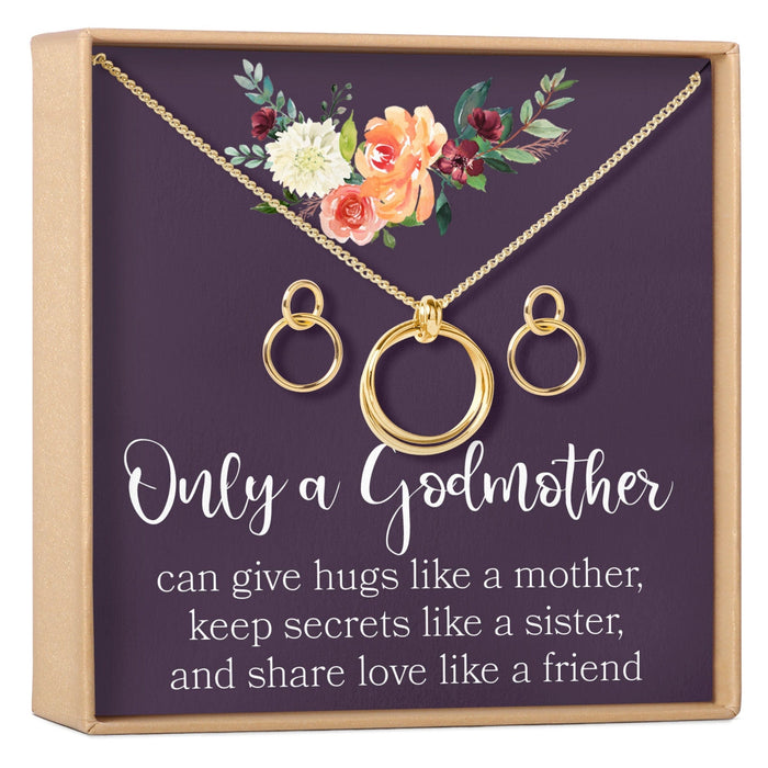 Godmother Linked Circles Earring and Necklace Jewelry Set