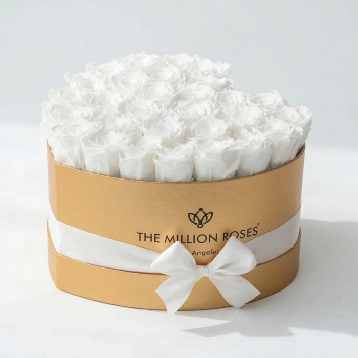 Heart Gold Box | White Roses