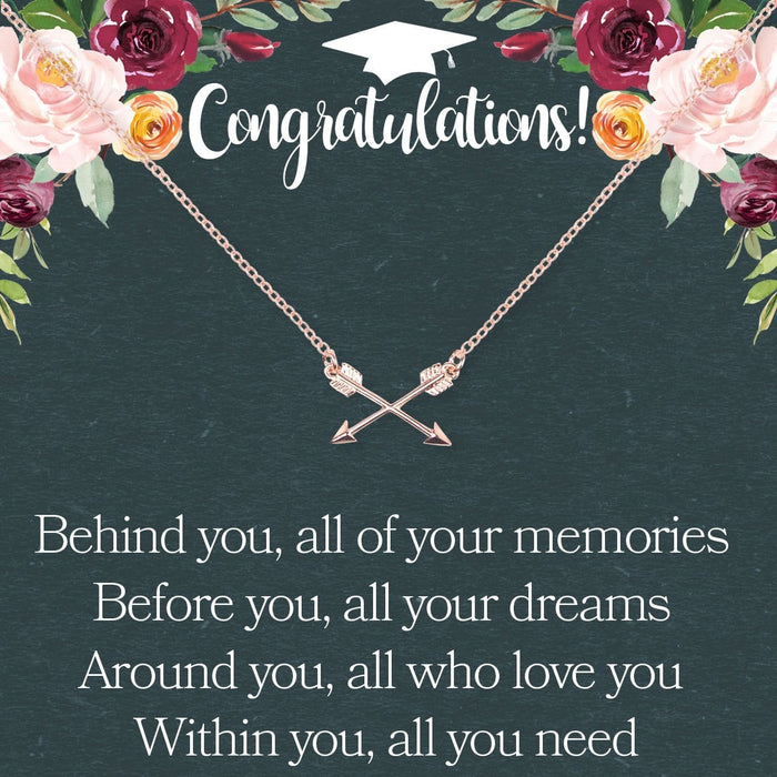 Graduation Double Intersecting Arrows Necklace