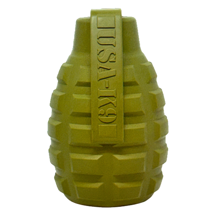 USA-K9 Grenade Shaped eDispenser Durable Dog Chew Toy & Treat Dispenser - Army Green