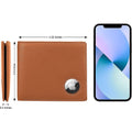 Genuine Leather Wallet Case for Apple AirTag - Brown