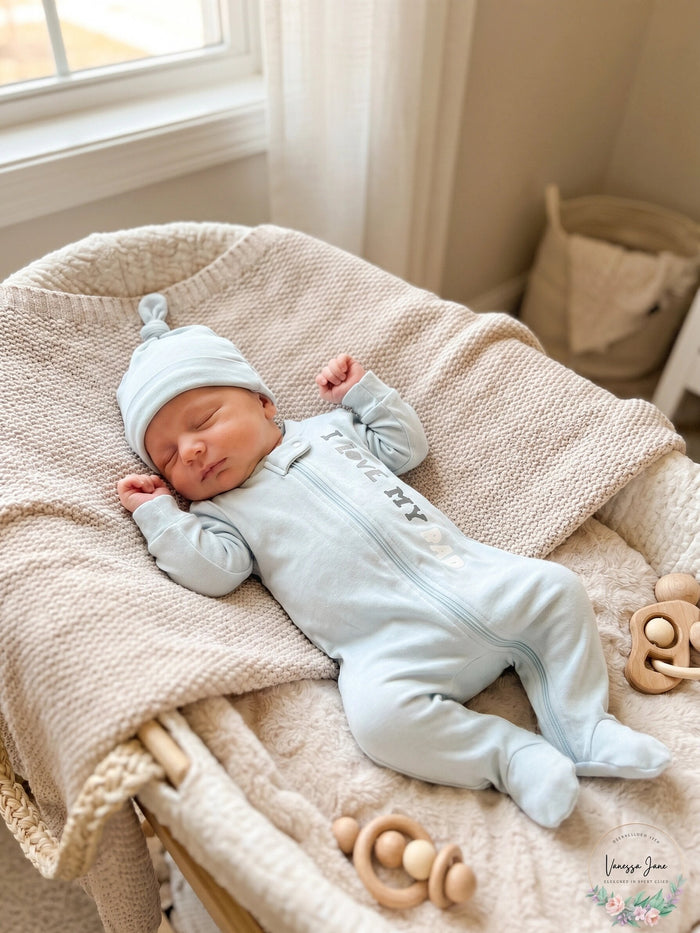 Chickpea Baby Boys I Love My Dad 2-Piece Coverall Set – Gray, Size 3/6 Months
