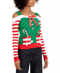 Planet Gold Juniors Cold-Shoulder Holiday Sweater, Size 2X