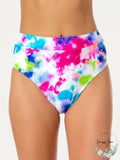 California Waves Tie-Dyed High-Waist Bikini Bottoms