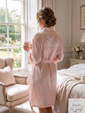 Linea Donatella Mom Lace Trim Embroidered Wrap Robe, Size Large