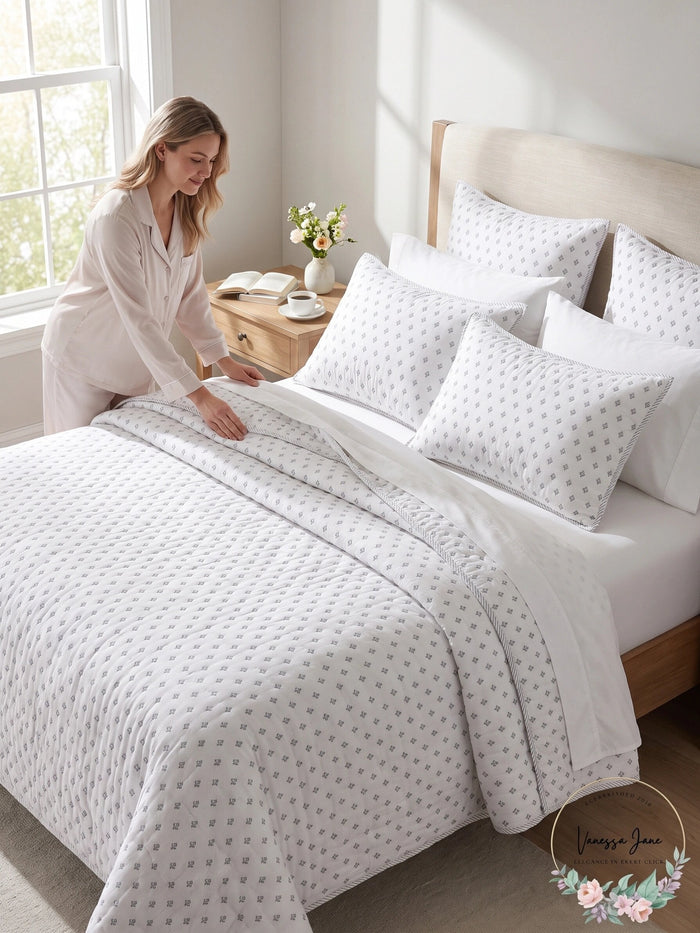 Sky Scallop Reversible Coverlet 100% cotton Full / Queen