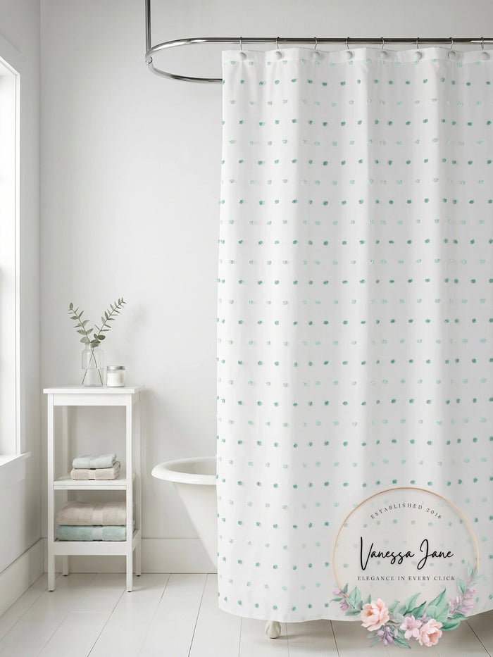 Saturday Knight Neutral Nuances Colorful Dots Shower Curtain, One Size, Blue
