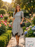 Lost Ink Plus Lace-Trim Animal-Print Dress