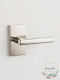 Emtek Modern Rectangular Rosette with Freestone Dummy Leverset, Satin Nickel