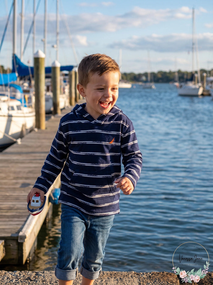 Nautica Toddler Boys Hooded Logo-Stripe Sweatshirt, Size 3T