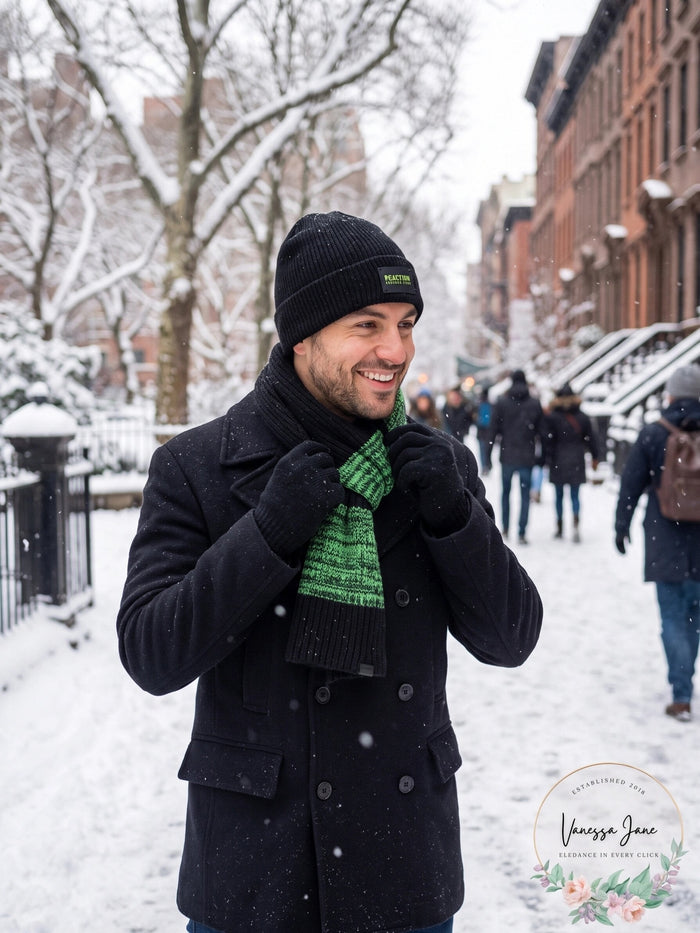 Kenneth Cole Reaction Men’s Neon Beanie and Scarf Set, OS