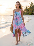 Raviya Women’s Tie-Dye Crochet-Trim High-Low Cover-Up Dress, Size Large