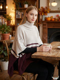 Save the Ocean Sustainable Color Block Pullover Turtleneck Poncho