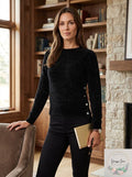 Michael Michael Kors Petite Velvet Button Detail Sweater, Size PL