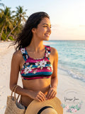 Hula Honey High Neck Floral Print Sweet Bloom Juniors Bikini Top