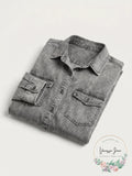 Billy T Womens Chambray Long Sleeves Blouse, Size Medium