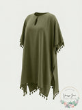 DKNY OLIVE Pom Pom Caftan Swim Cover-up US Large/X-Large
