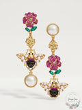 Thalia Sodi Gold-Tone Imitation Pearl, Crystal Bee, Flower Mismatch Earrings