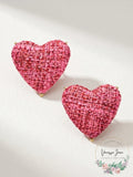 Inc Gold-Tone Tweed Heart Stud Earrings