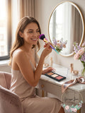 Whimsical Rose 4 Pc Cheek Palette Set Blush Highlighter Bronzer Brush