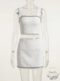 Alice + Olivia Elena Chain Tweed Miniskirt, Size 12