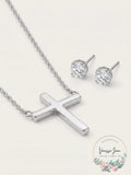 Alfani Cross Collar Necklace and Crystal Stud Earrings Set